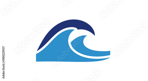 Abstract illustration of a stylized wave in shades of blue on a white background