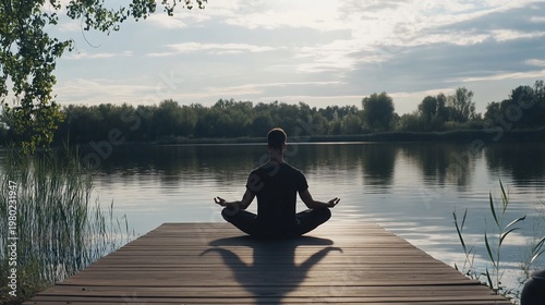Mindful Meditation, Finding Inner Peace by the Lake on a Tranquil Morning