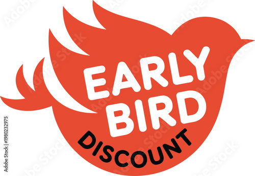 Early Bird Discount Promotion Label with Bird Graphic