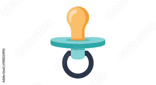 Baby Pacifier Vector Illustration, Flat Style Graphic Icon for Nursery and Infant Care Design Elements