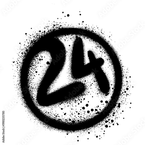 Spray Painted Graffiti 24 hours icon Sprayed isolated with a white background.