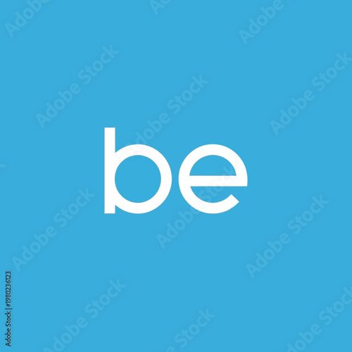 Minimalist white letters be on a vibrant blue background.
