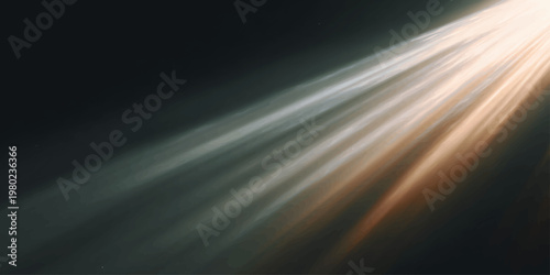 Abstract blue light rays blur across a dark night sky like a fast car driving on a highway toward the horizon in an motion landscape