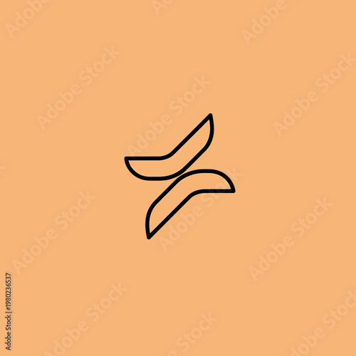 Abstract minimalist logo design with flowing lines.