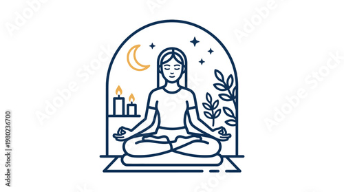 Woman Sitting in Meditation Posture.