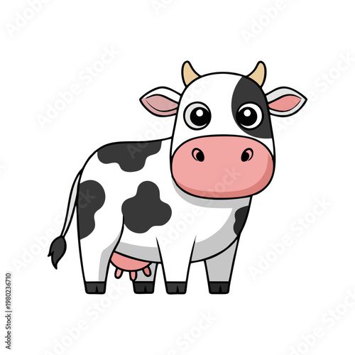 Cute Cartoon Cow Illustration.