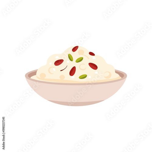 Creamy Dessert Bowl with Goji Berries and Pistachios.