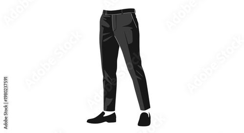 A pair of black formal trousers and shoes.