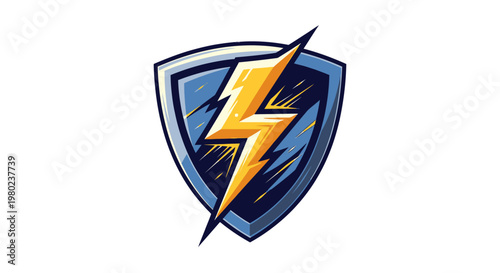 Shield with a yellow lightning bolt.