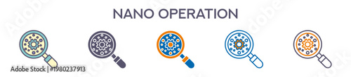 Nano Operation Element For Design Graphic - Multi Styles. Vector Illustration Of Two Colored And Black. Multiple Icons Designs Can Be Used For Mobile, Ui, Web 