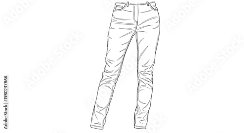 A line drawing of white jeans.