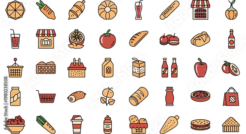 Variety of food and drink items.