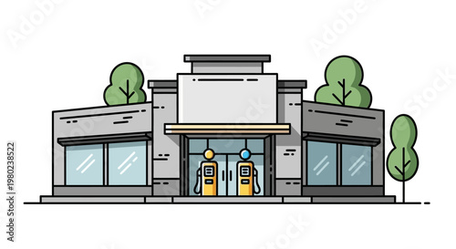 Modern convenience store front exterior.