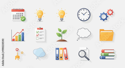 Business icons on white background.