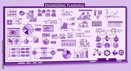Engineering planning diagram on board.