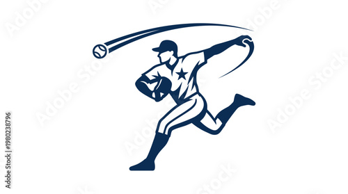 Baseball Pitcher Throwing The Ball in Motion