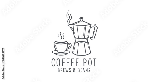 Minimalist Coffee Shop Logo with Percolator and Cup