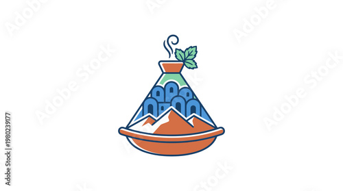 Stylized Illustration of Moroccan Tagine Dish