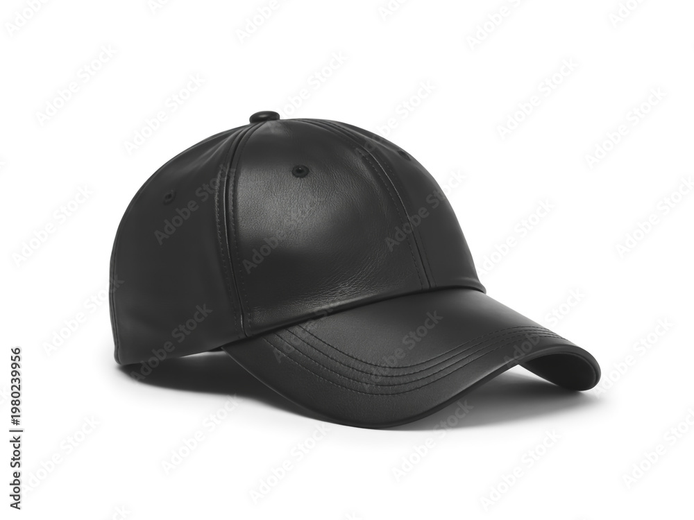 Fototapeta premium Classic black baseball cap with a flat brim and curved visor