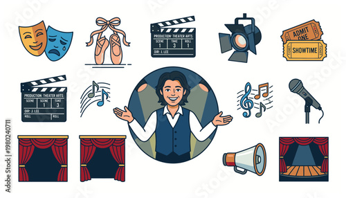 Film and theater production icons.