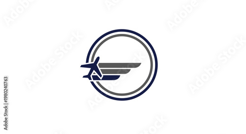 Dynamic Aviation Icon - Airplane in Circular Motion Design