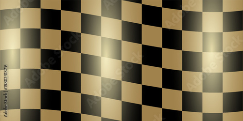 Checkered racing finish line flag. Black and gold checkered background. Fluttering flag. Premium luxury background for cards, invitation, poster, flyer, wedding card, luxe invite, prestigious voucher.