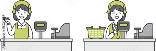 スーパーのレジ店員 女性