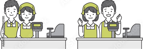 スーパーのレジ店員 男女