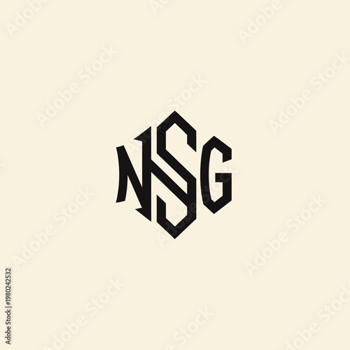 Monogram NSG Hexagonal Geometric Logo Design.