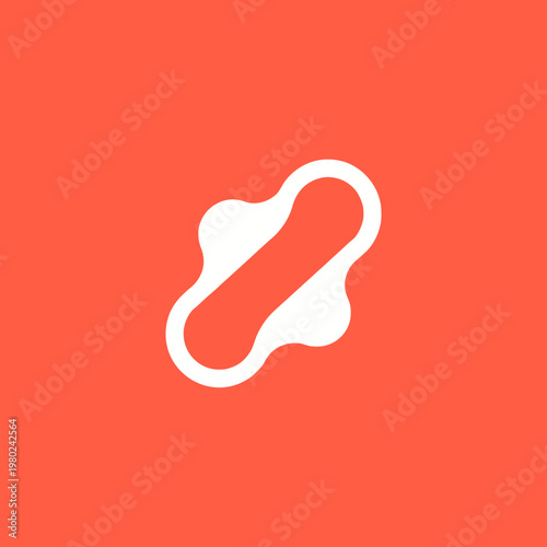 White sanitary pad icon on a vibrant coral background.