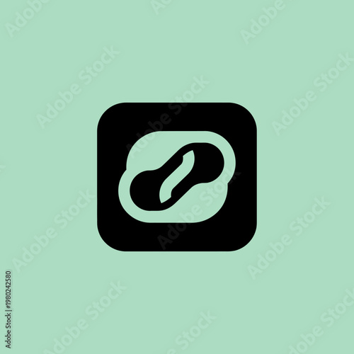 Abstract black and white bean shape logo design.