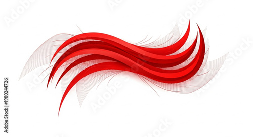 An abstract red and white floral vector illustration featuring a tribal dragon and phoenix flame pattern with swirl ornament shapes for a decorative tattoo style wallpaper design