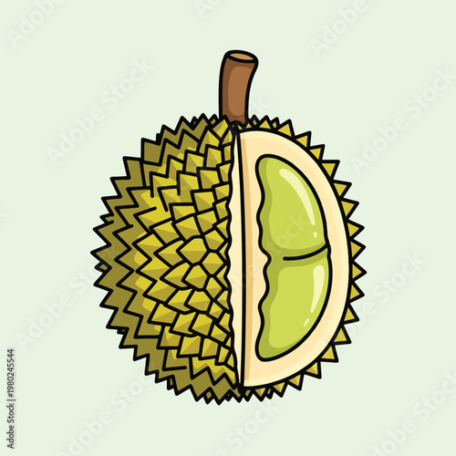 Pixel Art Durian Fruit Illustration Isolated On Light Background