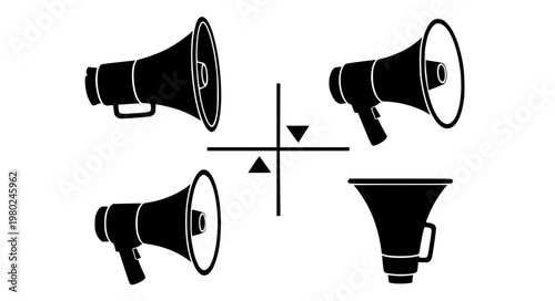 Directional Megaphone Vector Icons – Multi-Angle Communication Set