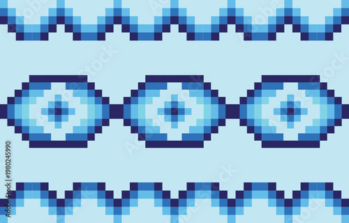 Retro seamless pixel pattern vector with geometric 8-bit design, suitable for digital backgrounds, textile prints, and retro game-inspired products. drew this by myself, It's not AI generate
