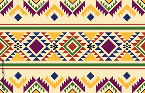 Seamless ethnic pattern vector with traditional tribal and cultural motifs, perfect for fabric, fashion, wallpaper, crafts, and decorative design projects. drew this by myself, It's not AI generate