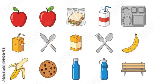 Food and drink icons illustration.
