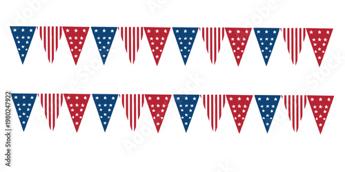 Festive fathers day banner patriotic red white and blue pennant garland for dad's special day
