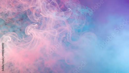 Abstract Pastel Pink and Blue Smoke Background with Soft Flowing Ink Clouds