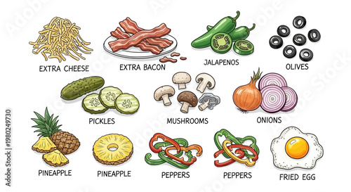 Toppings for pizza or sandwich.