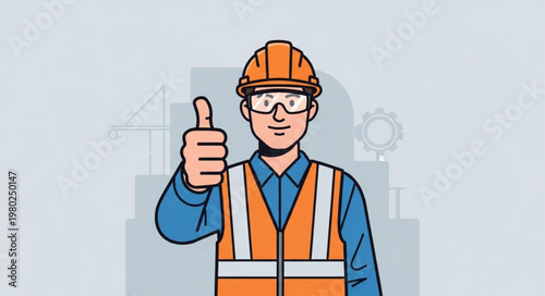 Construction worker wearing hardhat giving thumbs up.
