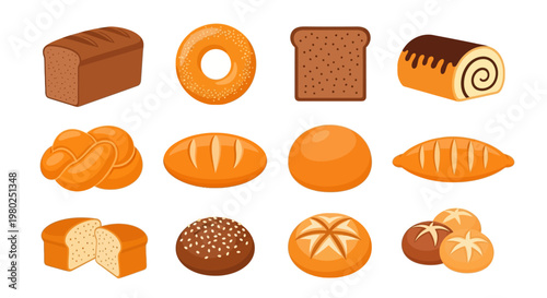 Assortment of Freshly Baked Bread and Delicious Pastry Items, Showcasing a Diverse Collection of Bakery Products and Breakfast Foods