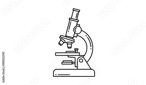 Scientific Microscope Minimal Line Icon Vector Isolated Medical Research Equipment