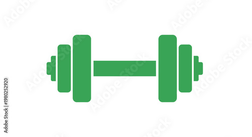 Green dumbbell weightlifting fitness equipment.