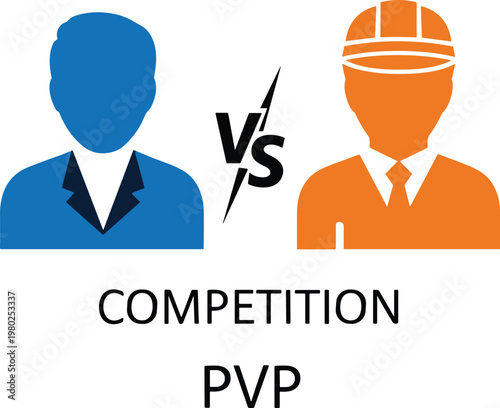 Business Versus Competition Concept with Two Opposing Professionals and VS Symbol for Rivalry Strategy and Corporate Challenge Illustration