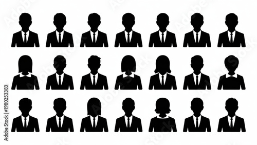 Uniformed silhouettes of individuals standing in organized rows Vector