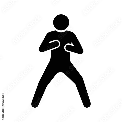 Stylized Human Figure in Fighting Stance Icon.