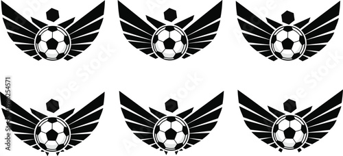 Foto Soccer ball wing icon silhouette illustration, football artwork, hexagon design,
