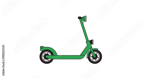 Green Electric Kick Scooter Vehicle.