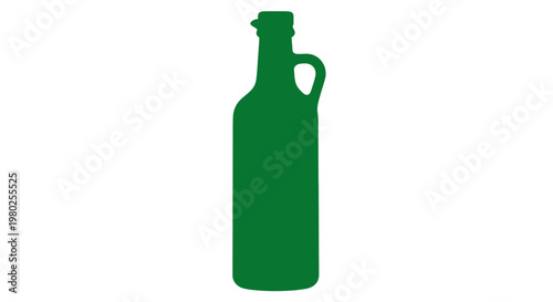 Green glass bottle with handle.